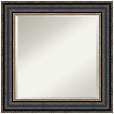 Amanti Art Black Bathroom Mirror for Over Sink, 26x26 Thomas Black Bronze Square Vanity Mirror, Medium Traditional Frame, Hangs Horizonally and Vertically, Bathroom Wall Decor, Beveled Edge