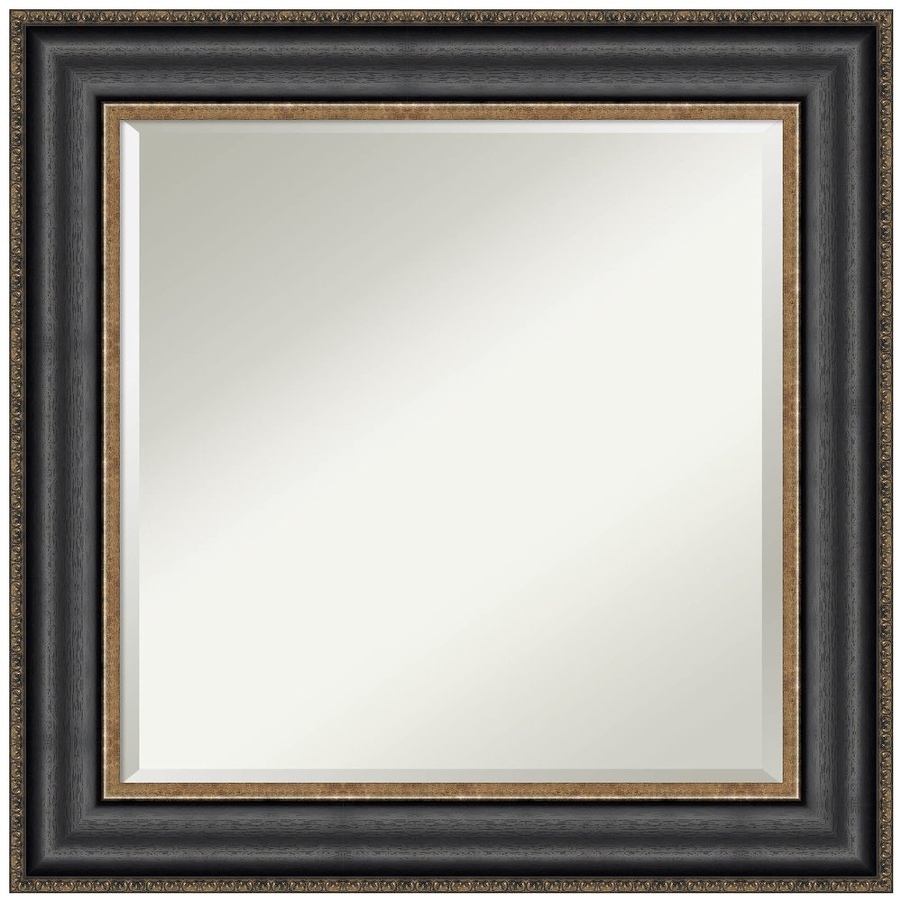 Amanti Art Black Bathroom Mirror for Over Sink, 26x26 Thomas Black Bronze Square Vanity Mirror, Medium Traditional Frame, Hangs Horizonally and Vertically, Bathroom Wall Decor, Beveled Edge