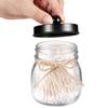 Amolliar Mason Jar Bathroom Accessories Set 4 Pack - Foaming Soap Dispenser&2 Qtip Holders&Toothbrush Holder-Rustic Farmhouse Decor Bathroom Organizer Apothecary Jar Country Countertop (Black) view 4