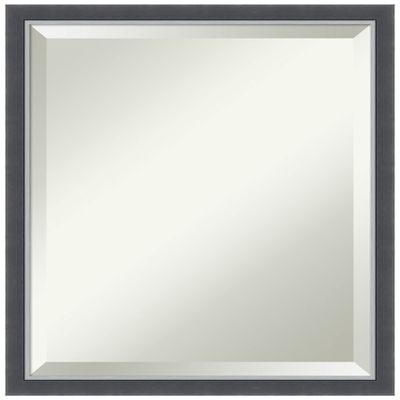 Amanti Art Black Bathroom Mirror for Over Sink, 22x18 Eva Black Silver Thin Rectangle Vanity Mirror, Small Modern Frame, Hangs Horizonally and Vertically, Bathroom Wall Decor, Beveled Edge