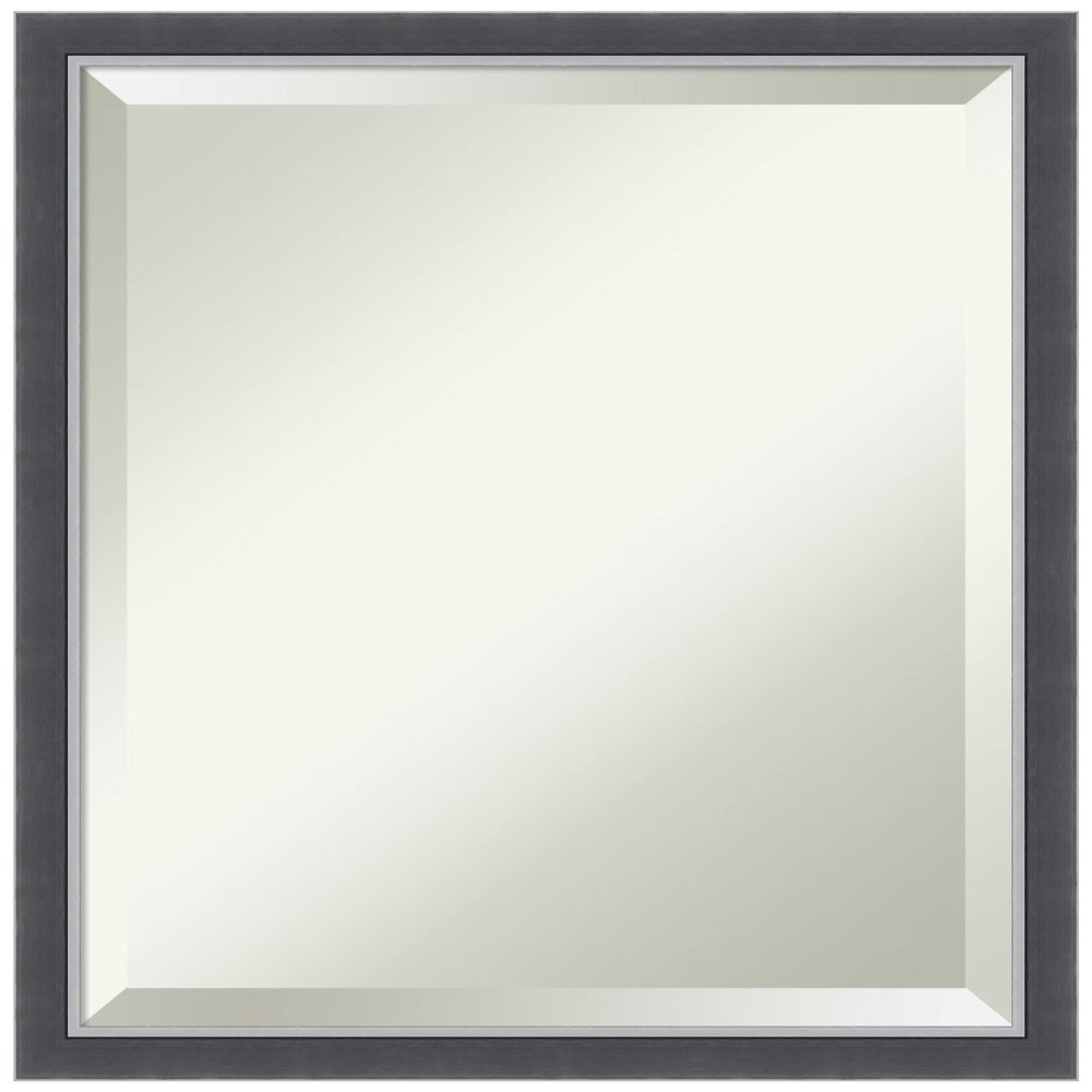 Amanti Art Black Bathroom Mirror for Over Sink, 22x18 Eva Black Silver Thin Rectangle Vanity Mirror, Small Modern Frame, Hangs Horizonally and Vertically, Bathroom Wall Decor, Beveled Edge