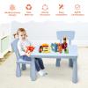 Costzon Kids Table and Chairs, 3 Piece Plastic Easy Clean Children Activity Desk for Reading, Drawing, Snack Time, Arts Crafts, Preschool, Kindergarten & Playroom, Toddler Table and Chair Set (Blue) view 2