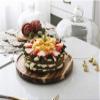 8/10/11 Inch Cake Maker, Rotatable Pastry Tray Wooden Dessert Plate Glass Salad Dust Cover Hotel Sandwich Dome Chip & Dip Server (Color : Brown, Size : 20.420.416.8CM) view 2