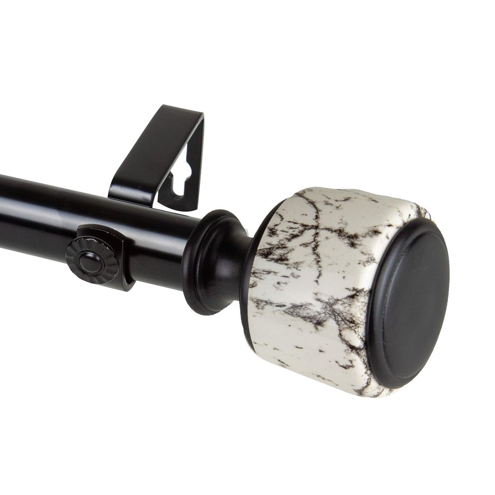 Rod Desyne 1" Janice Single Curtain Rod, 48-84 inch, Black