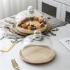 6-10Inch Cake Dome, Bread Snack Cover Glass Dust Cover Fruit Preservation Cover Wooden Pallet Hotel Restaurant Plate Cake Stand (Size : 8Inch) view 3
