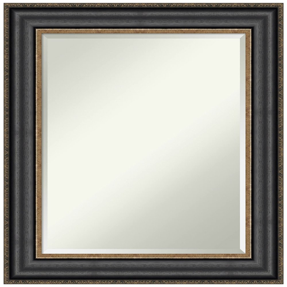 Amanti Art Black Bathroom Mirror for Over Sink, 30x24 Thomas Black Bronze Rectangle Vanity Mirror, Medium Traditional Frame, Hangs Horizonally and Vertically, Bathroom Wall Decor, Beveled Edge
