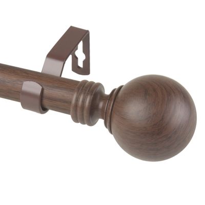 1" Evelyne Faux Wood Curtain Rod 66-120 inch - Dark Walnut