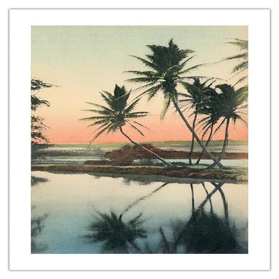 Coconut Lagoon - Hawaii & South Seas Curio Company - Vintage Hawaiian Hand-Colored Postcard by Ray Jerome Baker c.1908 - Bamboo Fine Art 290gsm Paper (Unframed) 17x22in
