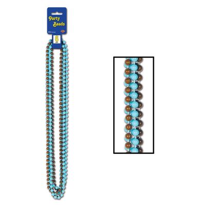 Club Pack of 72 Blue and Brown Round Party Beads 33"