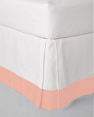 Epic Cotton Two Tone 100% Egyptian Cotton (White/Peach - Olympic Queen) Bed Skirt 24" Drop Length