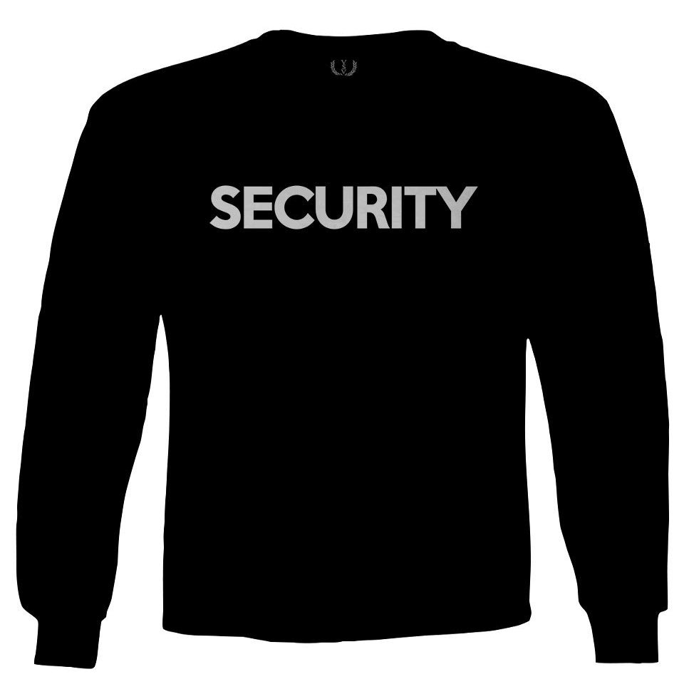 VICES AND VIRTUESS 0331. Security Graphic Event Staff Work Uniform Concert Crew Guard Men's Long Sleeve t Shirt (Black, Large)