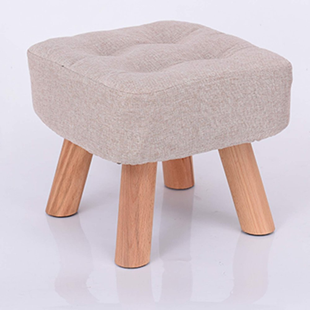 Solid Wood Small Stool Fashion Household Adult Sitting Pier Living Room Sofa Stool Low Stool Creative Fabric Small Bench Small Chair