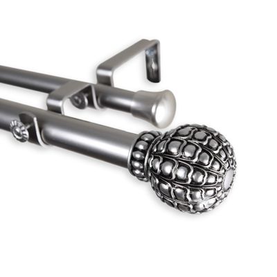 1" Bolide Double Curtain Rod 160-240 inch - Satin Nickel