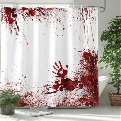Scary Bloody Hands with Bloodstain Bath Shower Curtains Polyester Fabric Bathroom Accessories Curtain Sets with Hooks for Bathtub Home Decor, Horror Halloween
