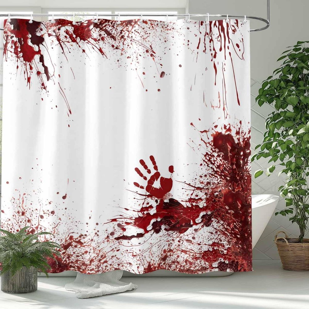 Scary Bloody Hands with Bloodstain Bath Shower Curtains Polyester Fabric Bathroom Accessories Curtain Sets with Hooks for Bathtub Home Decor, Horror Halloween