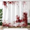 Scary Bloody Hands with Bloodstain Bath Shower Curtains Polyester Fabric Bathroom Accessories Curtain Sets with Hooks for Bathtub Home Decor, Horror Halloween view 2