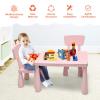 Costzon Kids Table and Chairs, 3 Piece Plastic Easy Clean Children Activity Desk for Reading, Drawing, Snack Time, Arts Crafts, Preschool, Kindergarten & Playroom, Toddler Table and Chair Set (Pink) view 2