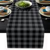 Double Love Farm Black and Grey Bufffalo Checkered Cotton Linen Table Runner 13 x 70 inch, Simple Plaid Non-Slip Rectangular Dining Table Decor for Wedding Party Holiday Dinner, Farmhouse view 1