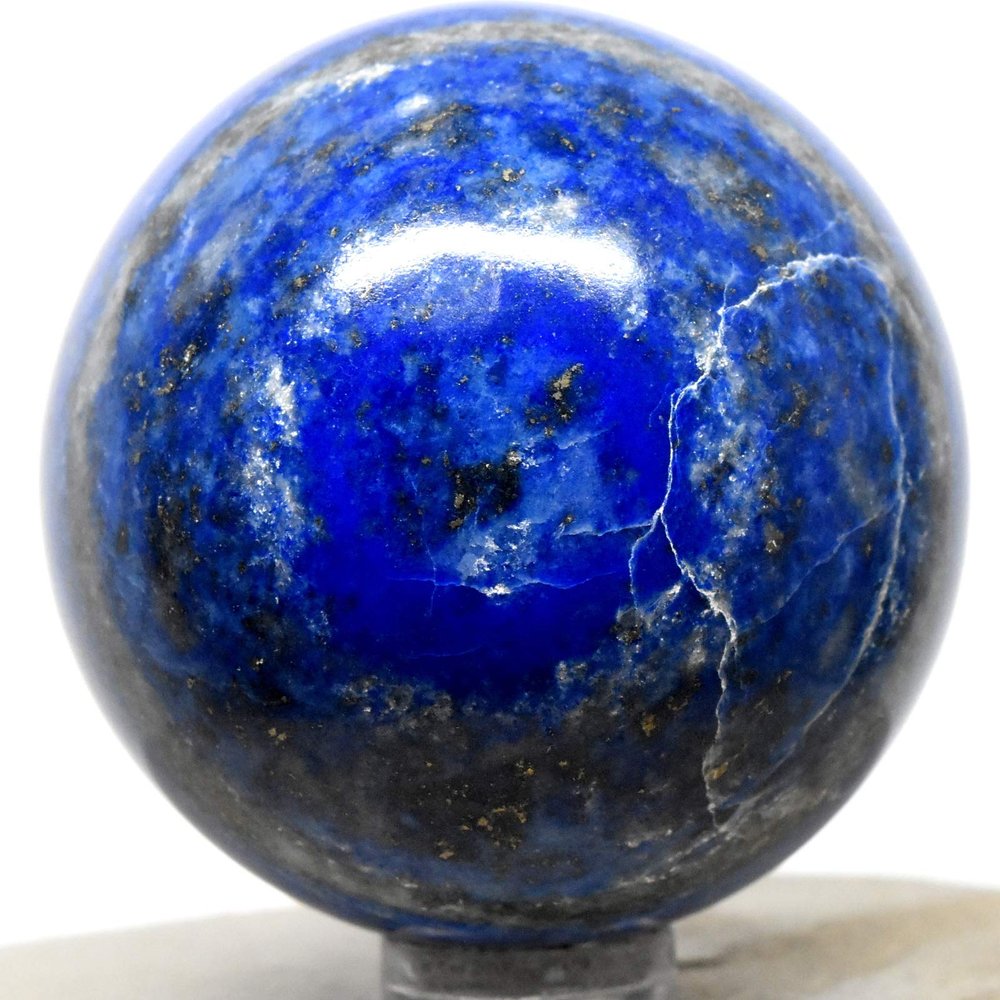 49mm 195g Blue Lapis Lazuli w/Iron Pyrite Sphere Polished Natural Sparkling Gemstone Crystal Mineral Ball - Afghanistan + Stand