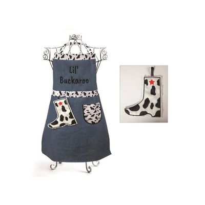 Manual IOIZBK Lil' Buckaroo Childs Apron and Handtowel, Set of 2 (Black and White)