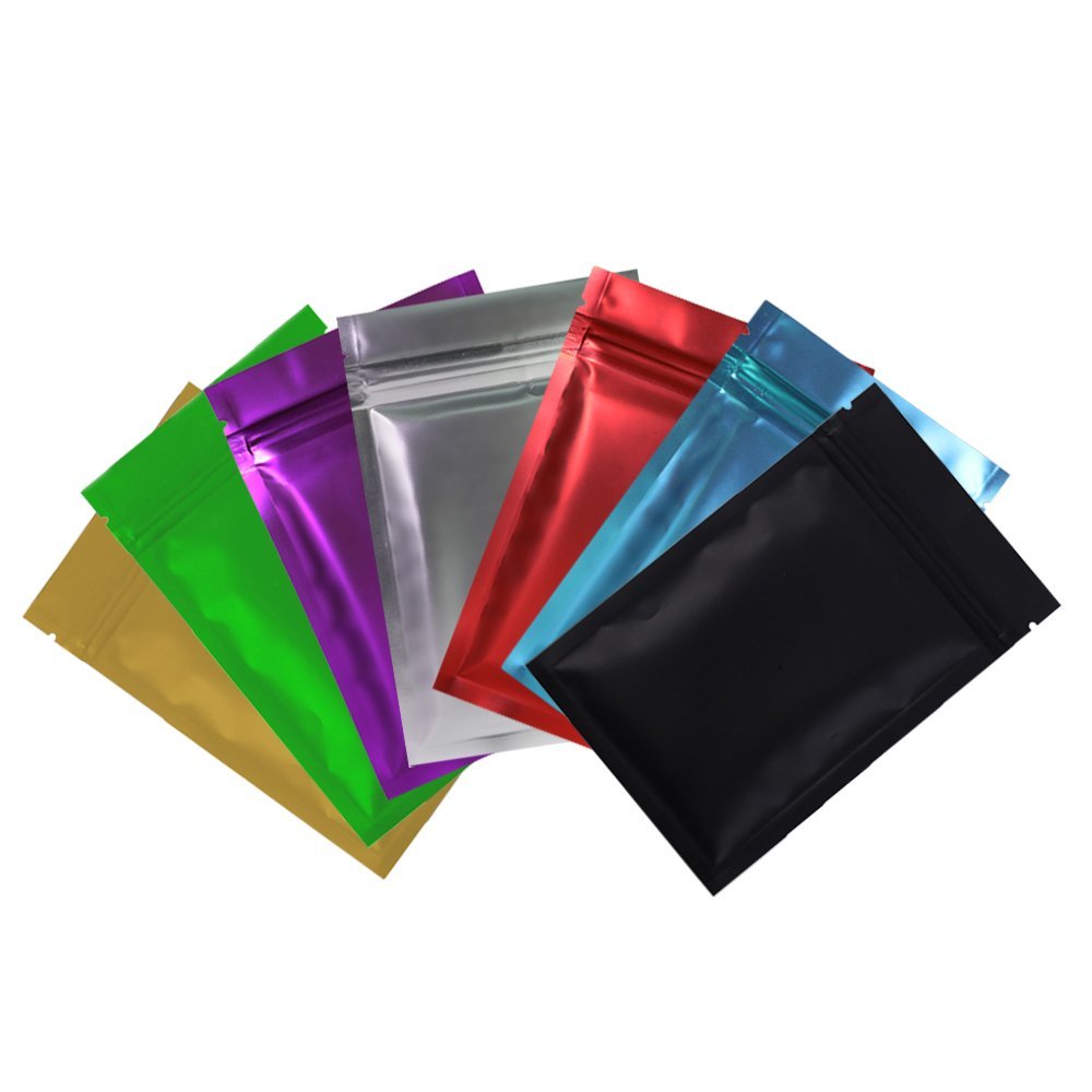 QQ Studio 100pcs Double-Sided Matte Foil Flat Packaging Zipper Seal Bags (4" x 6", Matte Mixed)