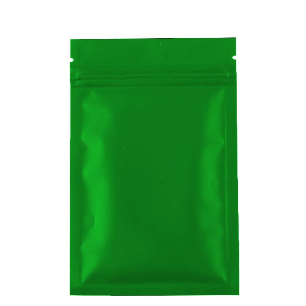 QQ Studio 100pcs Double-Sided Matte Foil Flat Packaging Zipper Seal Bags (4.7" x 7.1", Matte Green)
