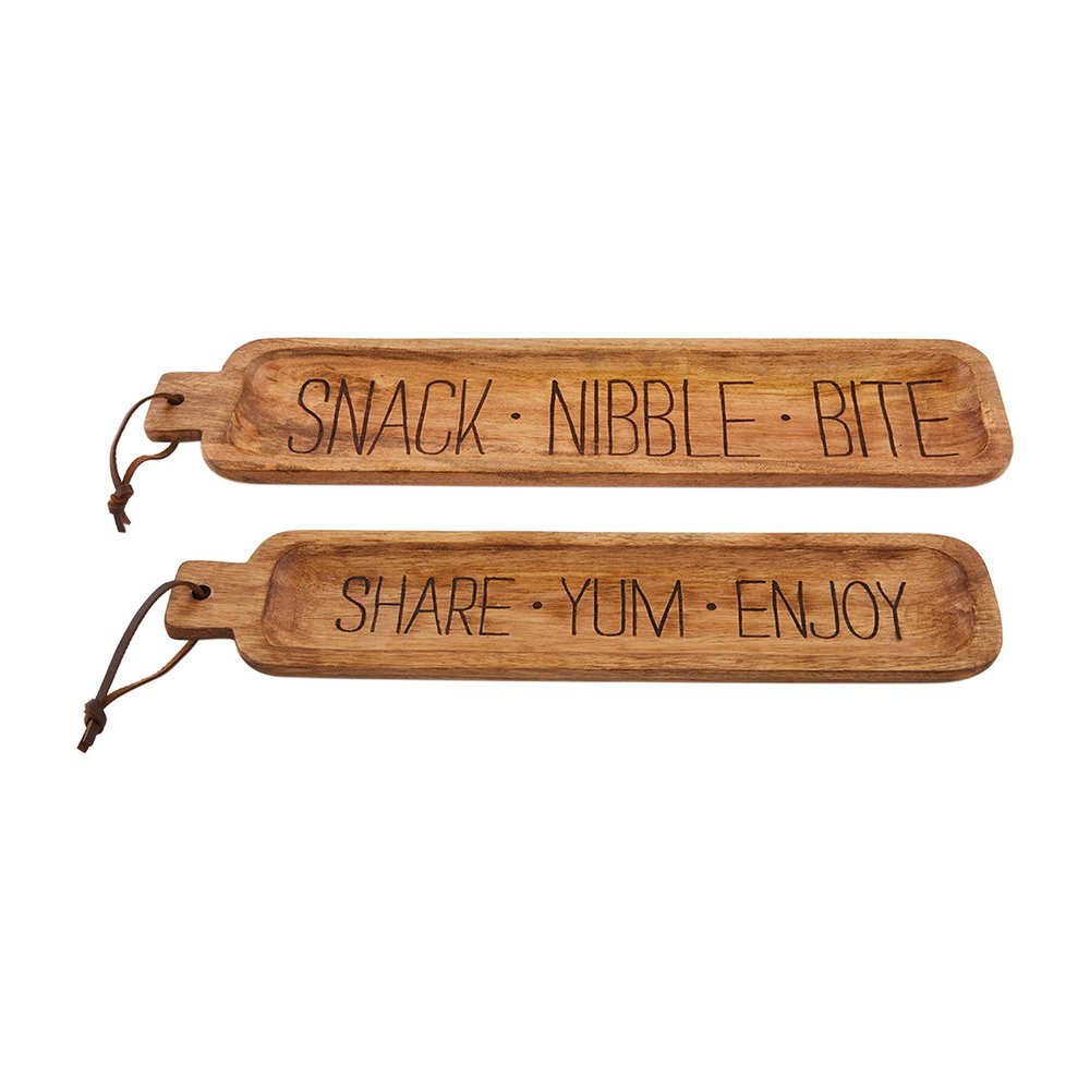 Mud Pie Bistro Nested Wooden Tray, small 3 3/4" x 16 3/4" | large 4 1/2" x 19 1/2", Brown