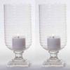Decor Home Glass Double Ring Cut Hurricanes (Set of 2) view 1