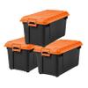 IRIS USA 21 Gallon Heavy-Duty Plastic Storage Bins, Store-It-All Container Totes with Durable Lid and Secure Latching Buckles, Garage and Metal Rack Organizing, Black/Orange, 3 Pack view 1