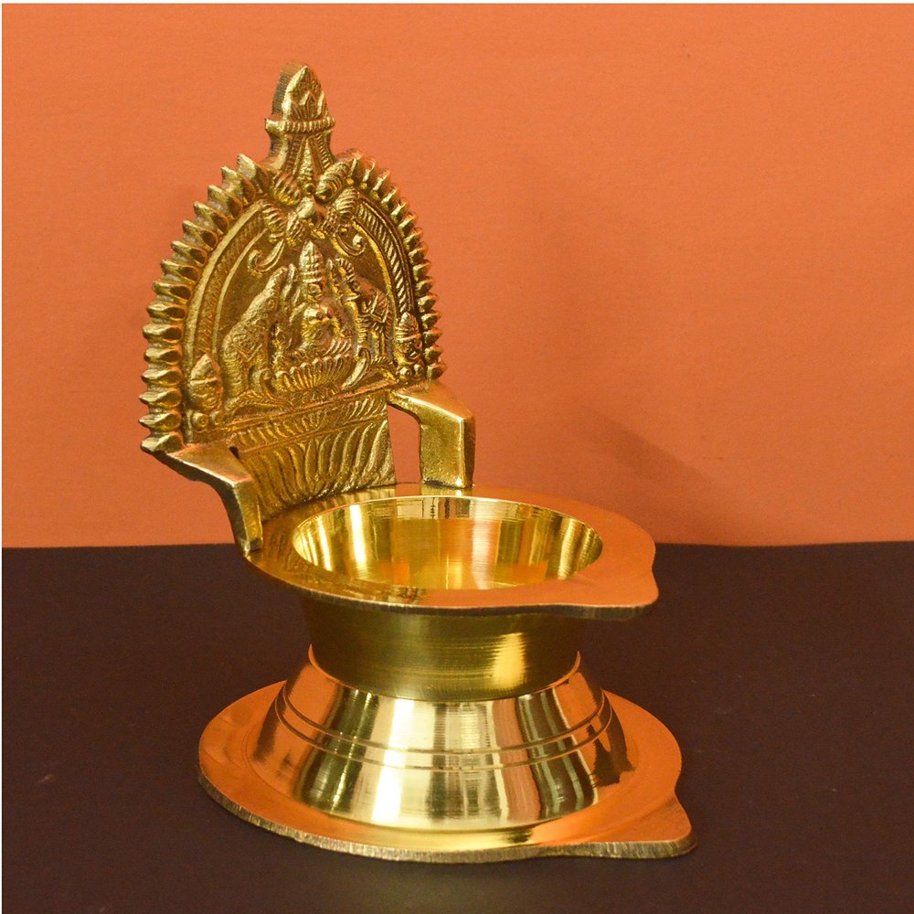 TANGERINE Brass Traditional Gajalakshmi Diya