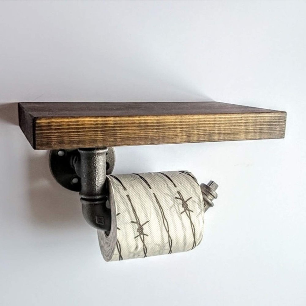 WYFZT Kitchen Roll Holder Wall Mounted, Metal Paper Towel Holder for The Kitchen Wall Industrial Retro Water Pipe Shelves (Size : 2515cm)