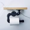 WYFZT Black Kitchen Roll Holder Wall Mounted, Metal Paper Towel Holder for The Kitchen Wall Water Pipe Shelves Creative Industrial Storage Rack (Size : 2515cm) view 2