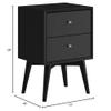 Alpine Furniture Flynn Mid Century Modern Mahogany Fully Assembled Bedroom Side Nightstand with 2 Bedside Storage Drawers, Black view 3