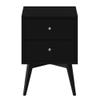Alpine Furniture Flynn Mid Century Modern Mahogany Fully Assembled Bedroom Side Nightstand with 2 Bedside Storage Drawers, Black view 4