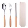 Muka Set of 3 Reusable Wood Handle Flatware Cutlery Set with Case-Wood Handle view 1