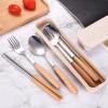 Muka Set of 3 Reusable Wood Handle Flatware Cutlery Set with Case-Wood Handle view 2