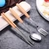 Muka Set of 3 Reusable Wood Handle Flatware Cutlery Set with Case-Wood Handle view 3