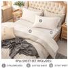 PURE ERA Jersey Knit 4pc Bed Sheet Set 100% T-Shirt Cotton Super Soft Comfy Breathable Fits Mattress Up to 20" Extra Deep Pocket(Solid Off White,Queen) view 2