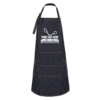 Hot4TShirts Hair Stylist Apron  Custom Denim Hairdresser Aprons with Pockets  Personalized Cosmetology Barber Gifts for Women & Men (Indigo Denim)