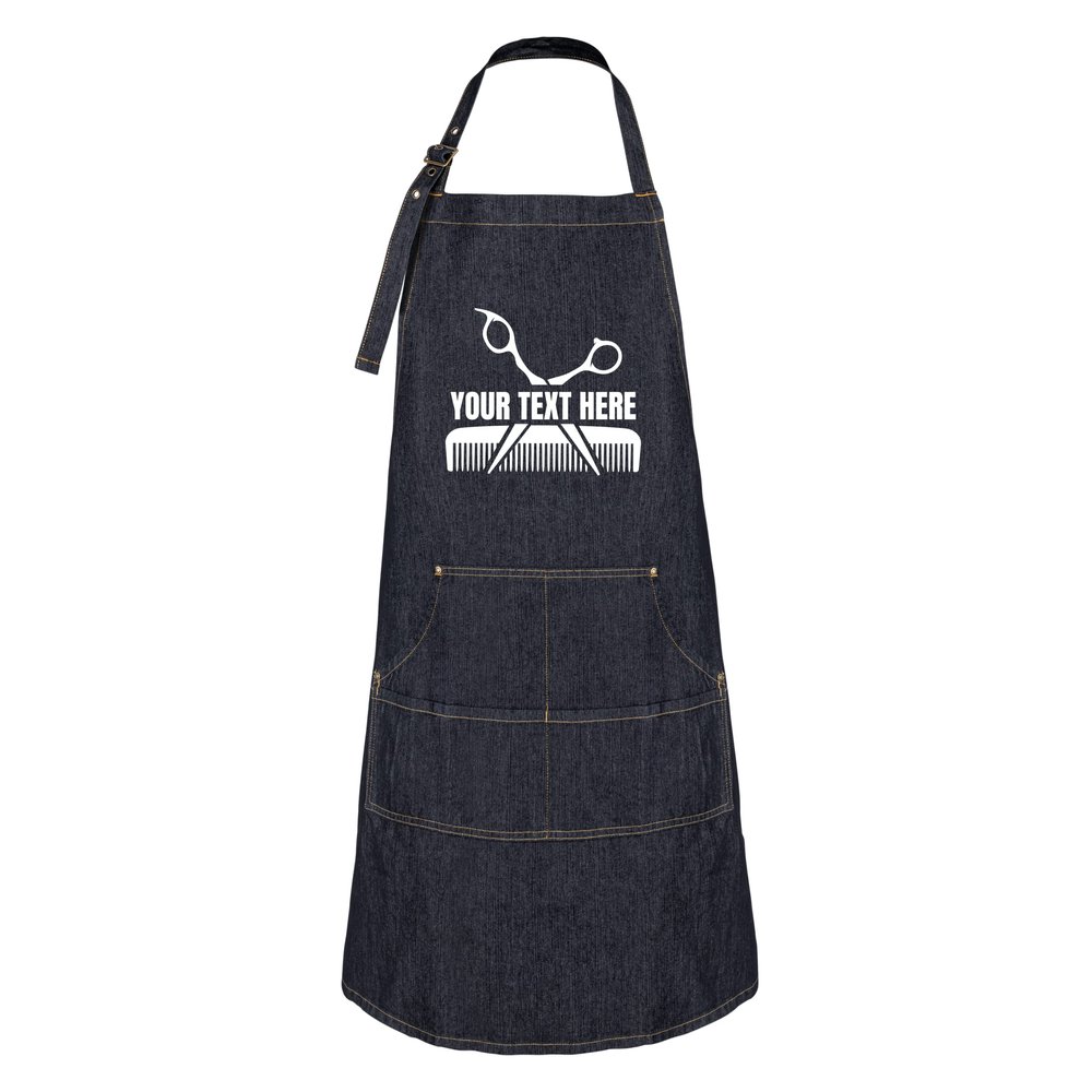 Hot4TShirts Hair Stylist Apron  Custom Denim Hairdresser Aprons with Pockets  Personalized Cosmetology Barber Gifts for Women & Men (Indigo Denim)