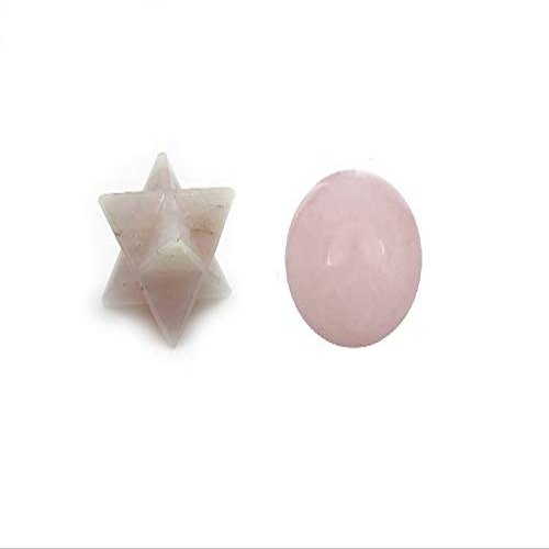 Astroghar Natural Rose Quartz Crystal 20 Mm Merkaba Star and Ball Sphere for Reiki Healing