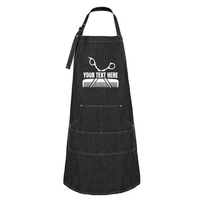 Hot4TShirts Hair Stylist Apron  Custom Denim Hairdresser Aprons with Pockets  Personalized Cosmetology Barber Gifts for Women & Men (Black Denim)