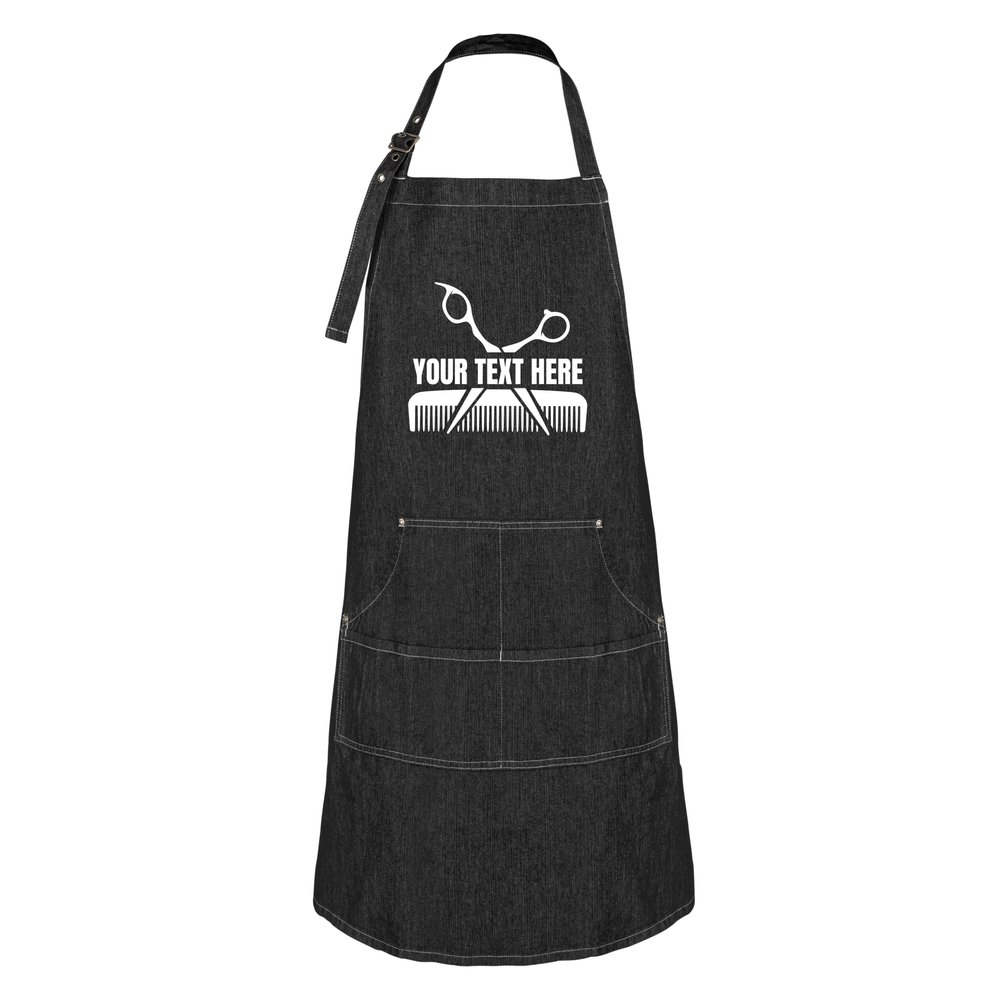 Hot4TShirts Hair Stylist Apron  Custom Denim Hairdresser Aprons with Pockets  Personalized Cosmetology Barber Gifts for Women & Men (Black Denim)