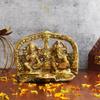 ShubhanjaliMetal Lakshmi Ganesh at Chowki Statue,Oil Lamp Diya Deepak Chowki,Laxmi Ganesh Idol Decorative Platter with Diya,Metal Plated Lakshmi Ganesha Idols for Diwali Gifts Puja,Murti for Pooja view 3