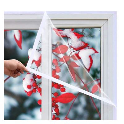 Window Insulation Kit, Adjustable DIY Window Screen, Weatherproof Dust-Proof with Self-Adhesive Tape for Greenhouse Door, Bedroom, Kitchen, Balcony Lsxiao (Color : Clear, Size : 110x135cm)