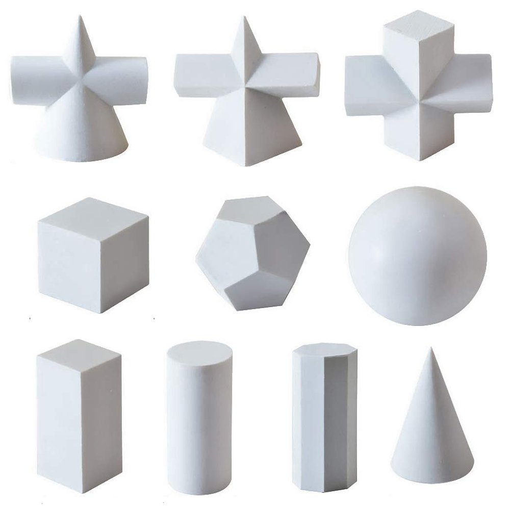 VanSP 2inch Mini Resin Geometry Mold Sketch Classic Sculpture-3D Gypsum Geometry Sketch Basic Form Learning Tools for Drawing Practice and Home Decor 10PCS