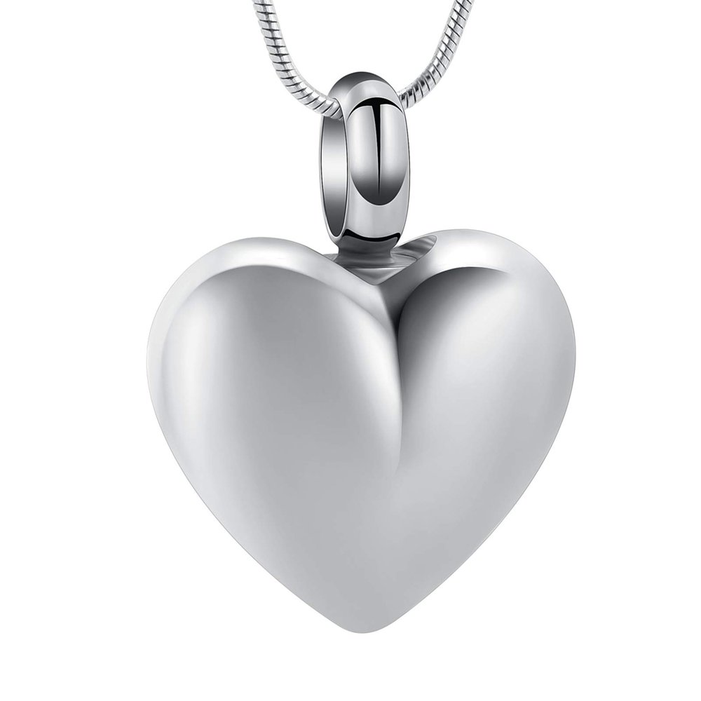 BAOWIQI Stainless Steel Cremation Jewelry Urn Pendant Necklace Heart Shape Urn Cremation Jewelry for Ashes