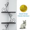 Alsonerbay Corner Shelves - Wall Mounted Floating Wood Shelf, 4 Tier Rustic Storage Shelf, Cat Shaped Shelving for Wall, Solid Wooden Decor for Living Room, Bedroom, Kitchen (Black) view 4