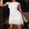 Andongnywell Women Lace Mesh Sheer Hollow Out Deep V Neck Spaghetti Strap Bodycon Pencil Mermaid Midi Dress (White,Medium) view 2