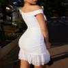 Andongnywell Women Lace Mesh Sheer Hollow Out Deep V Neck Spaghetti Strap Bodycon Pencil Mermaid Midi Dress (White,Medium) view 3